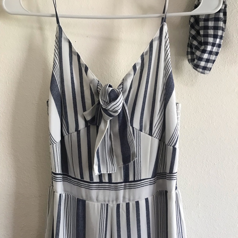 WHITE AND BLUE JUMPSUIT